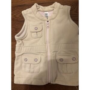 Gap 3-6 Month Best Light Pink Full Zip Medium Weight Vest Baby Pockets EUC